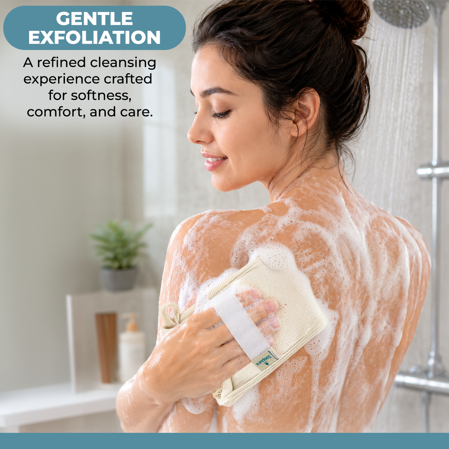 Soopura Soap Saver Mitt — Exfoliating Shower Glove with Soap Pocket