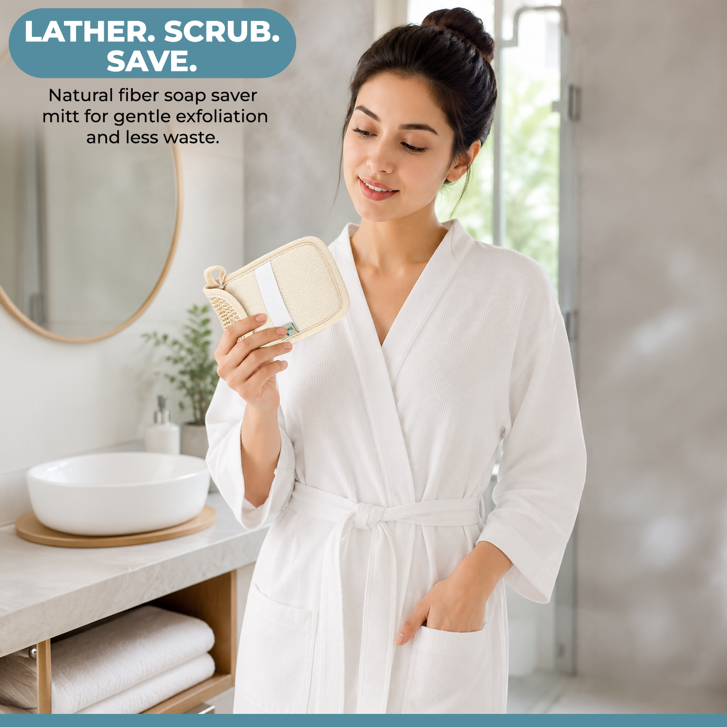 Soopura Soap Saver Mitt — Exfoliating Shower Glove with Soap Pocket