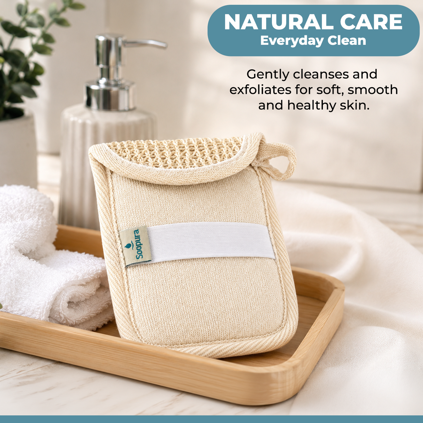 Soopura Soap Saver Mitt — Exfoliating Shower Glove with Soap Pocket